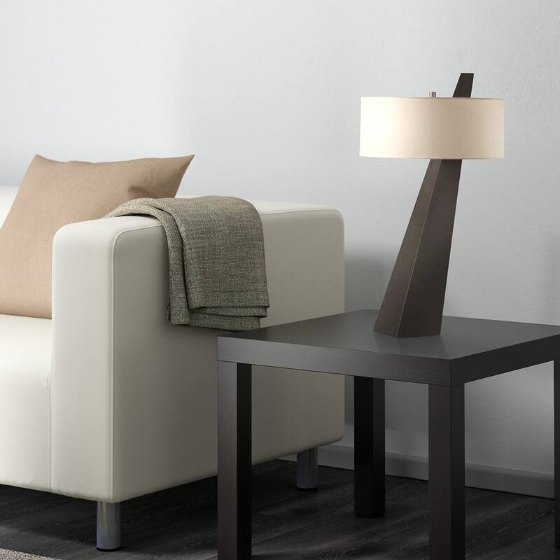 NOVA of California Obelisk Table Lamp - Chestnut Wood, Linen Shade