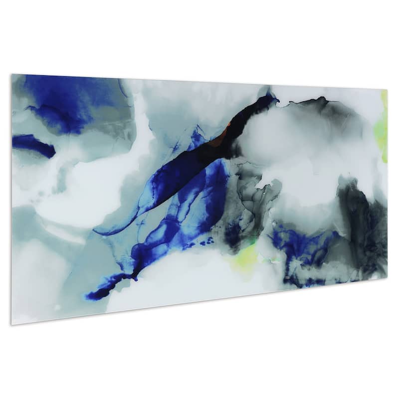 Abstract Frameless Free Floating Tempered Art Glass Wall Art - Multi-color