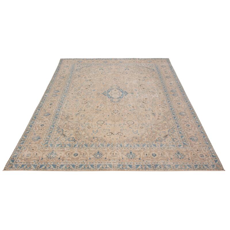 ECARPETGALLERY Hand-knotted Antalya Vintage Beige Wool Rug - 9'4 x 12'1