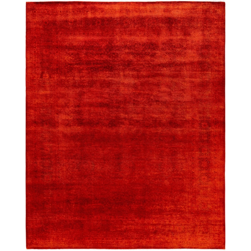 Overdyed One-of-a-Kind Hand-Knotted Area Rug - Orange - 8' 2" x 10' 1"