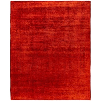 Overdyed One-of-a-Kind Hand-Knotted Area Rug - Orange - 8' 2" x 10' 1"