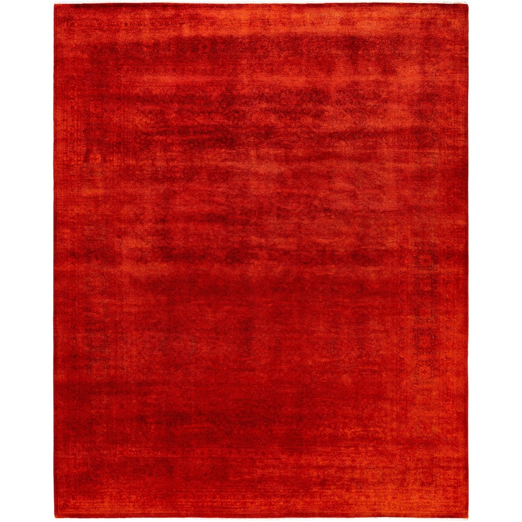 Overdyed One-of-a-Kind Hand-Knotted Area Rug - Orange - 8' 2" x 10' 1"