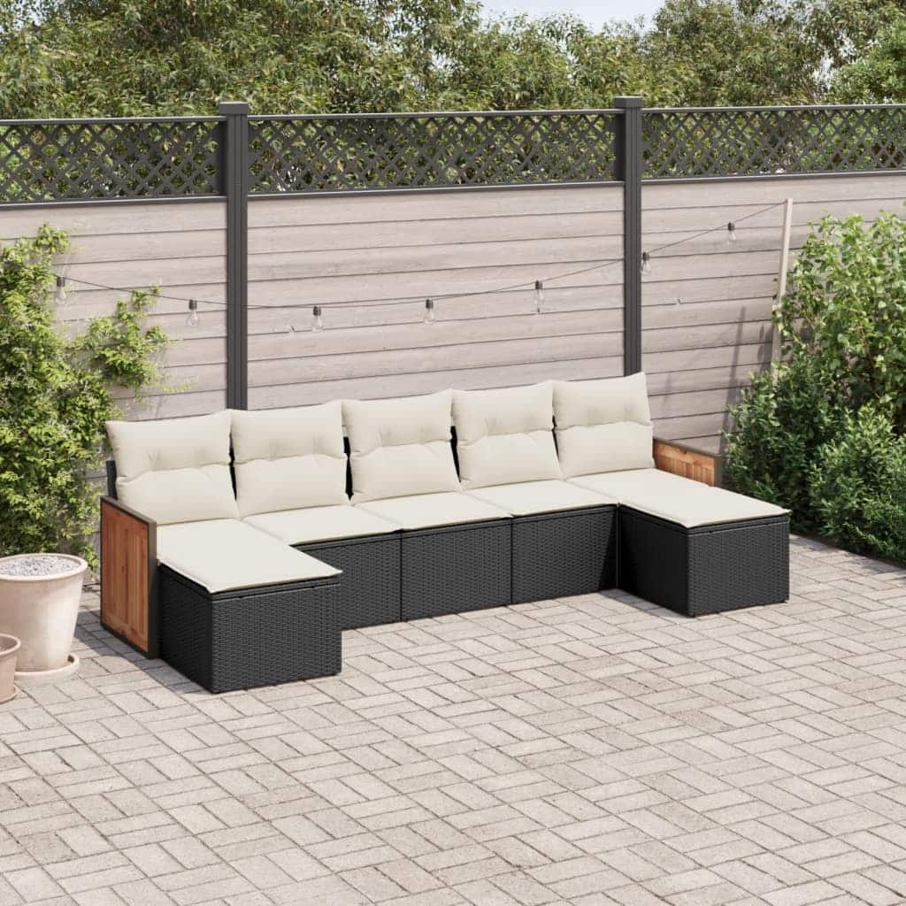vidaXL Patio Sofa Set with Cushions Outdoor Conversation Furniture Poly Rattan