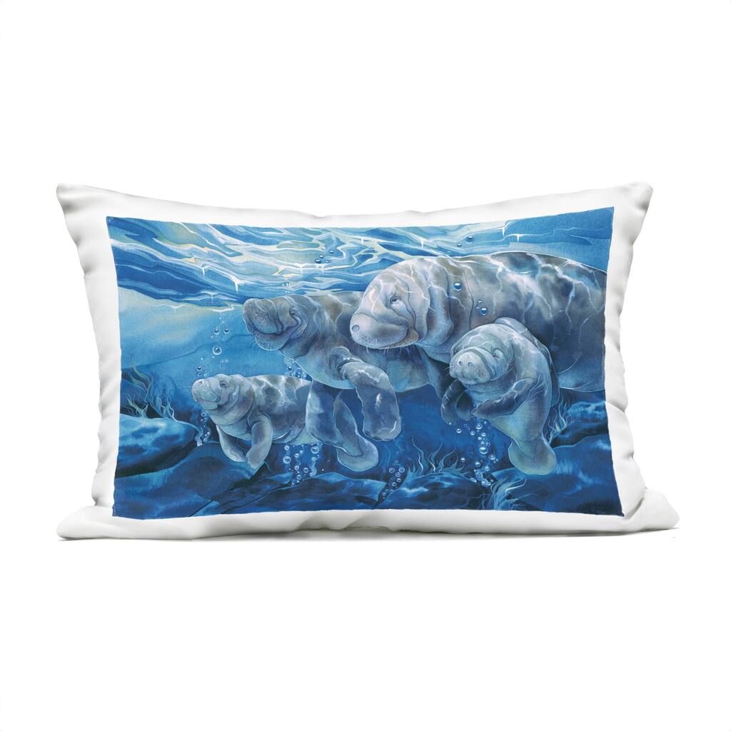 Stupell Underwater Manatee Family Printed Outdoor Throw Pillow Design by Jody Bergsma