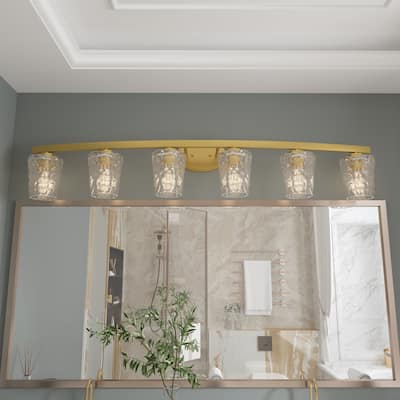 Mid-century Modern 6-light LED Dimmable Bathroom Vanity Light with Art Glass - 51 inches