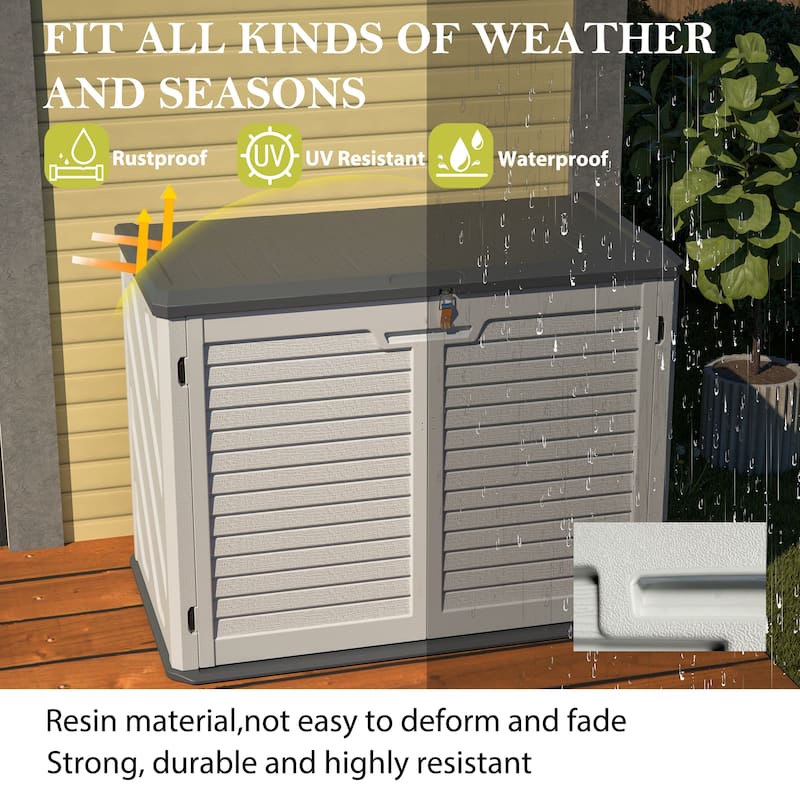 GDFStudio - Hayes Large Horizontal Lockable Outdoor Storage Shed with Removable Shelf