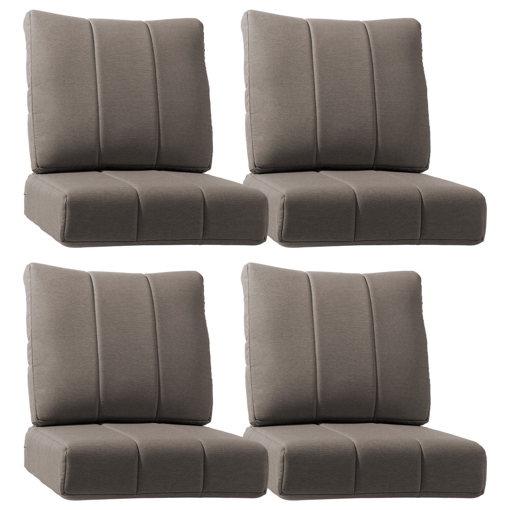 Gymojoy 24"x24"x6" Patio Thick Cushions & Pillows Set - Channel-Tufted Design Deep Seat Water & Fade Resistant Cushion Set