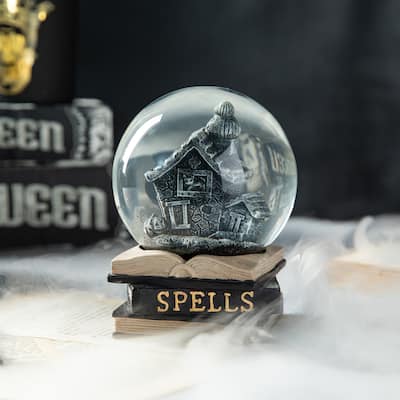 Glitzhome 100mm Halloween Polyresin Haunted House Water Globe - Multi