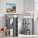 preview thumbnail 10 of 16, Storage Loft Bed with Shelves, Drawers, Writing Desk and Led Light, Twin Size Grey
