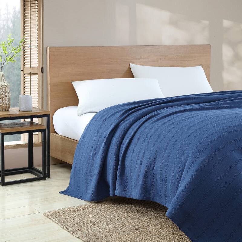 Eddie Bauer Variegated Weave Stripe Cotton Reversible Blanket