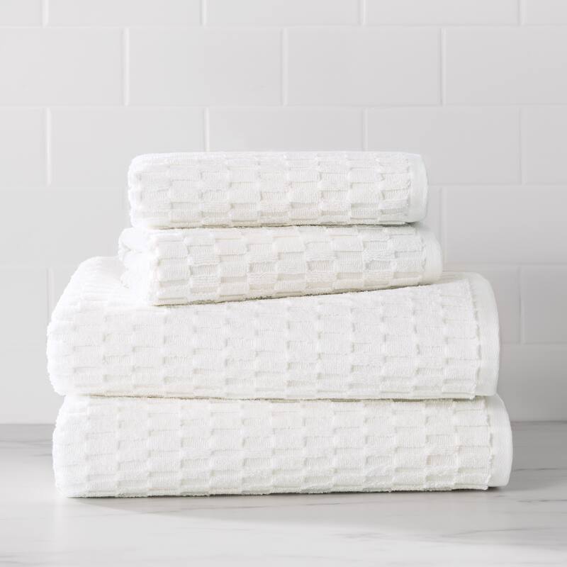 DKNY Metro Tile Quick Dry Bath and Hand Towel 4-piece Set - White
