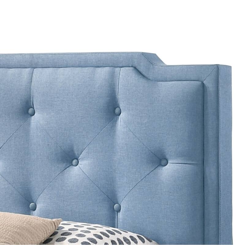 Upholstered Tufted Adjustable Twin Panel Bed - 81" - Blue
