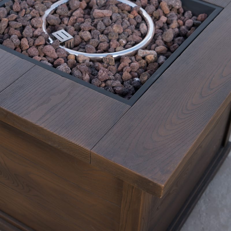 Havana Outdoor 4-seater Wood Chat Set with Fire Table by Christopher Knight Home