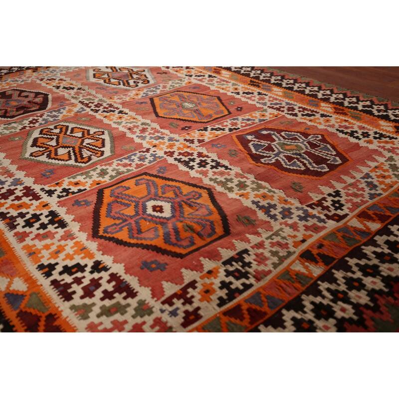 Vegetable Dye Kilim Qashqai Persian Rug Flatweave Wool Carpet - 4'11"x 7'6"