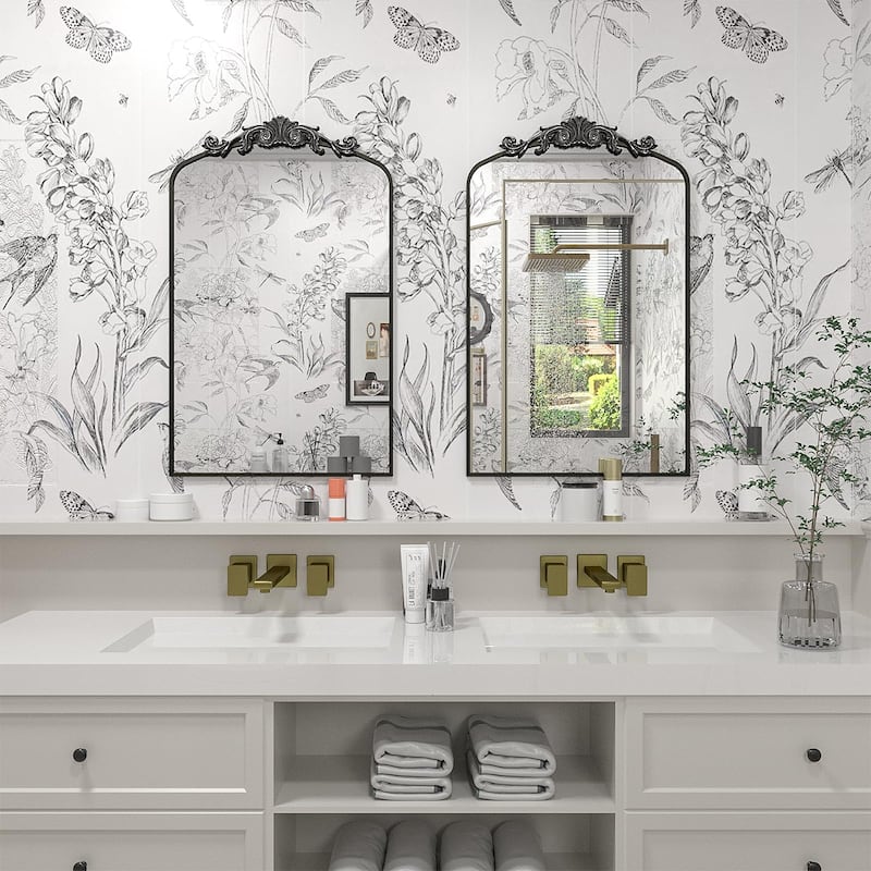 Arched Vintage Mirror Traditional Baroque Style Wall Mirror