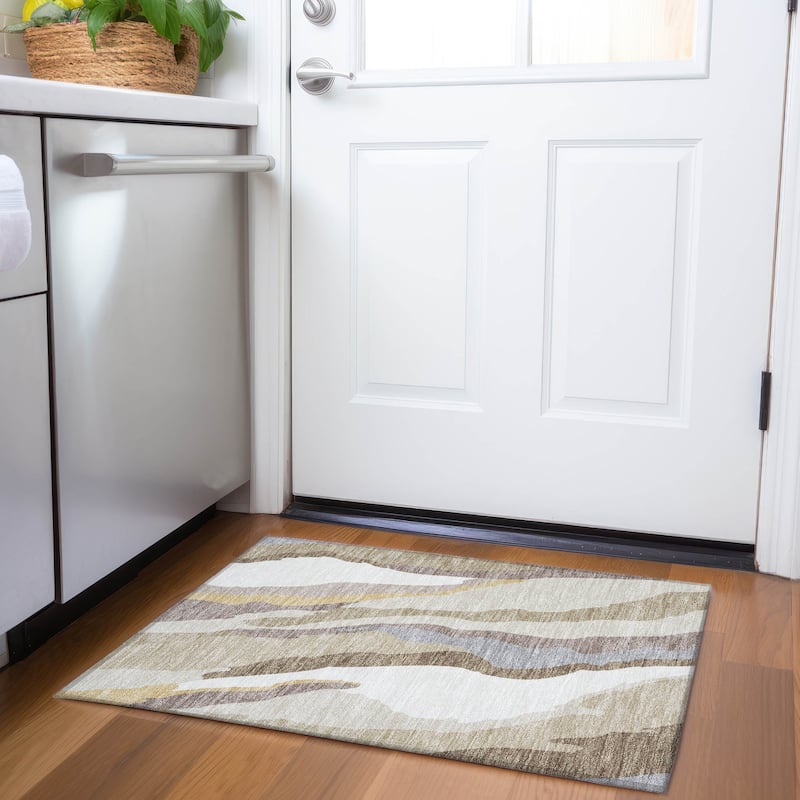 Premium Washable Super Soft Mid Century Modern Mayfield Rug - Beige - 1'8" x 2'6"