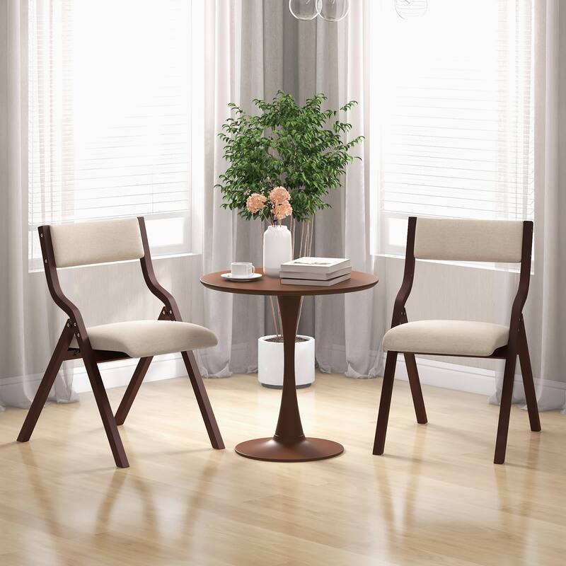 Gymax Folding Dining Chairs Set of 4 Wooden Table Chairs w/ Padded