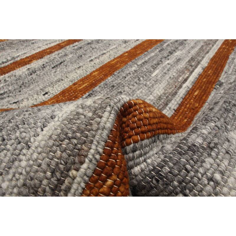 ECARPETGALLERY Braid weave Sienna Grey Wool Rug - 5'2 x 7'1