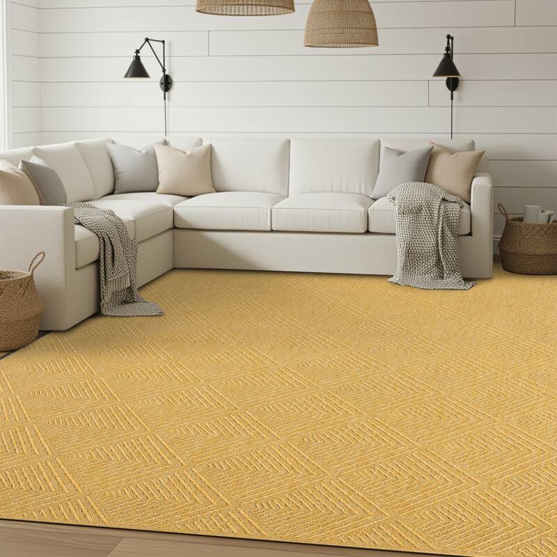 Alameda Solid Color Chevron Machine Washable Indoor Area Rug