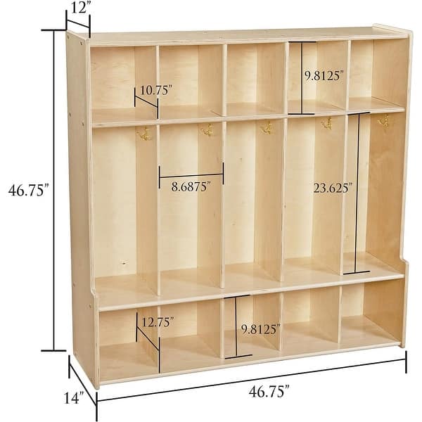 3-Section Coat Locker With Bench & Cubby Storage, Malawi