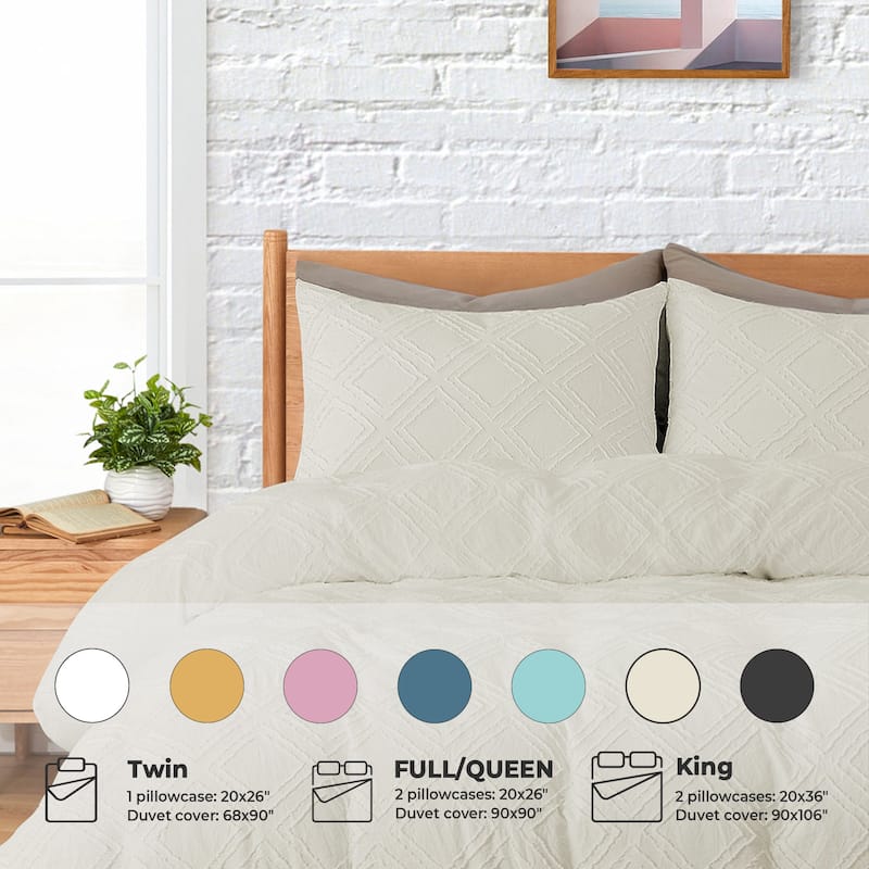 Clipped Jacquard Geometric Duvet Cover & Pillowcase Set