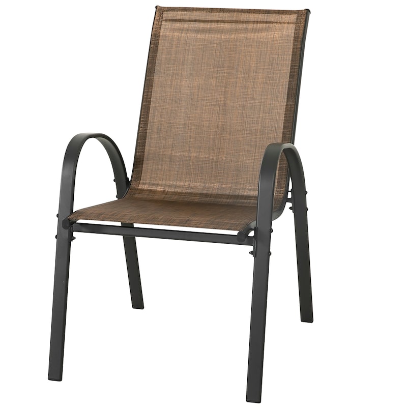 5-Piece Outdoor Dining Set, Textilene Stackable Chairs and Umbrella Hole