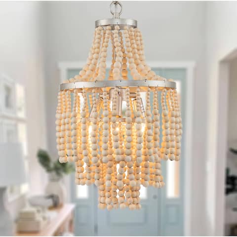 Boho Modern Wood Bead Chandeliers for farmhouse
