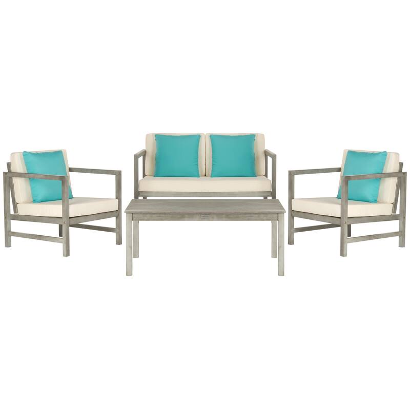 SAFAVIEH Outdoor Citlali 4-Piece Conversation Set with Accent Pillow - 50W x 29D x 29H