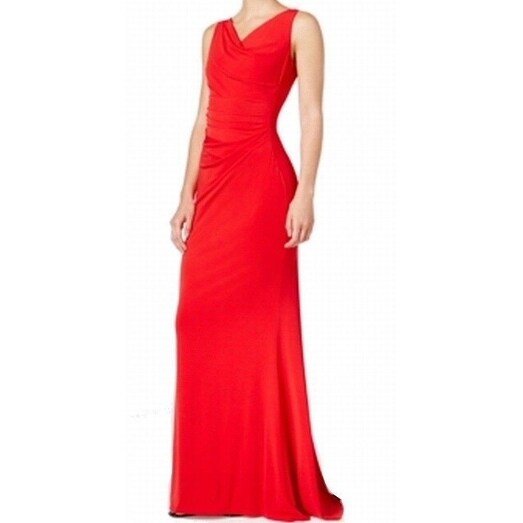 calvin klein red long dress