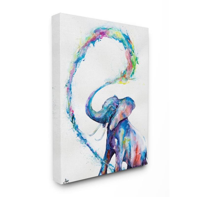 Stupell Colorful Large Abstract Elephant Animal Watercolor Painting Canvas Wall Art, Proudly Made in USA - 36 x 48