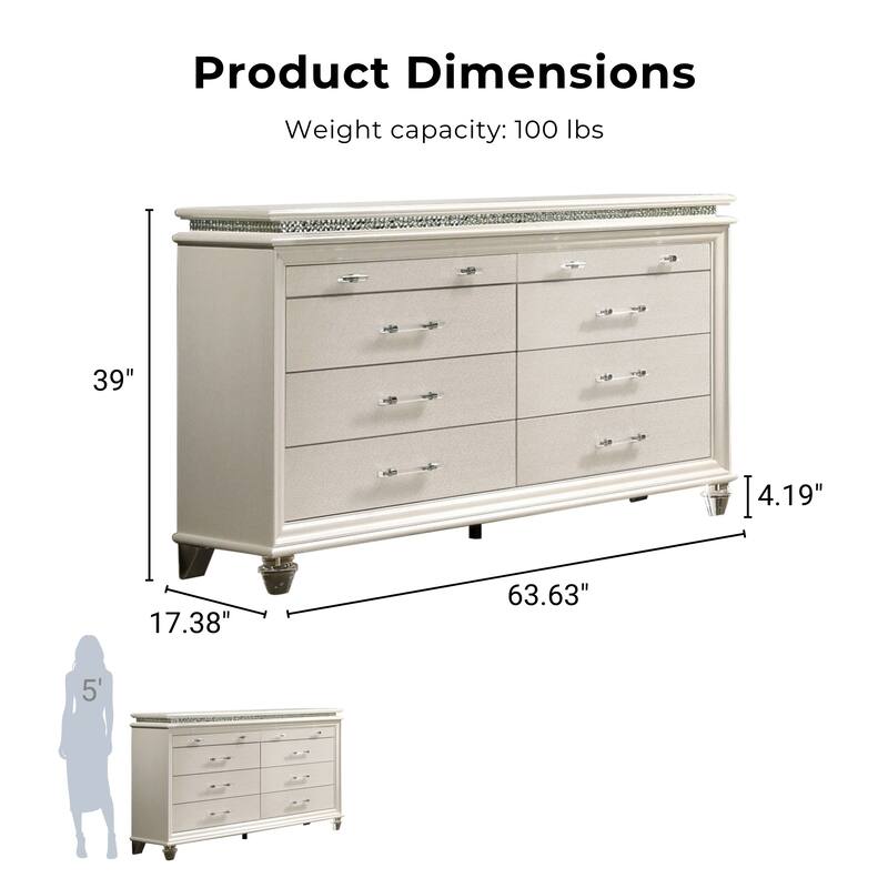 Xian Glam 2-piece 8-Drawer Dresser and Mirror Set by Furniture of America