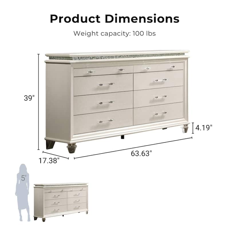 Xian Transitional White 2-piece Nightstand and Dresser Set by Furniture of America