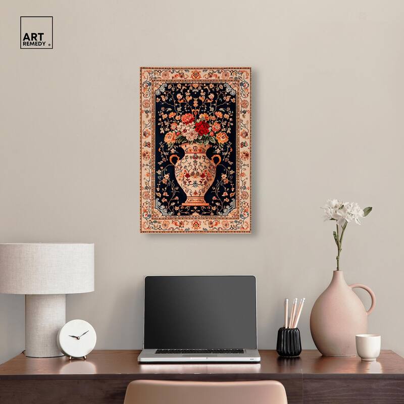 Persian Vase and Flowers Canvas by Art Remedy, Gallery Wrapped