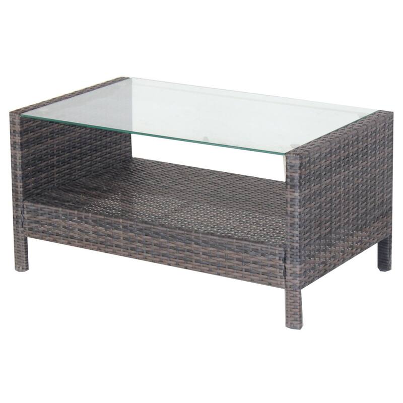 Outdoor patio Furniture Coffee Table with clear tempered glass