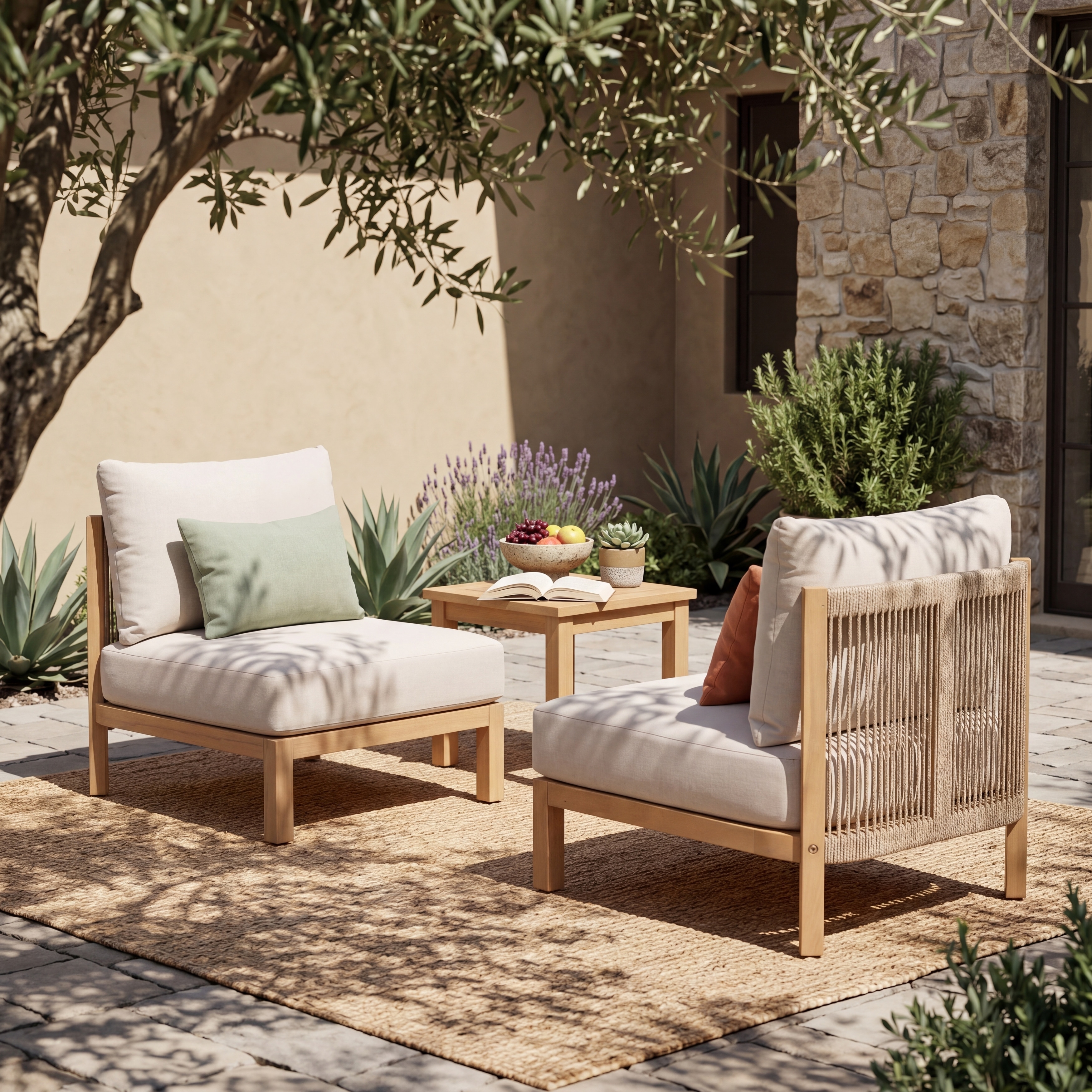 Outdoor Side Chair Set of 2 Reception Chair Leisure Chair with Cushion, Lounge Chair Coffee Chair Armless Chair