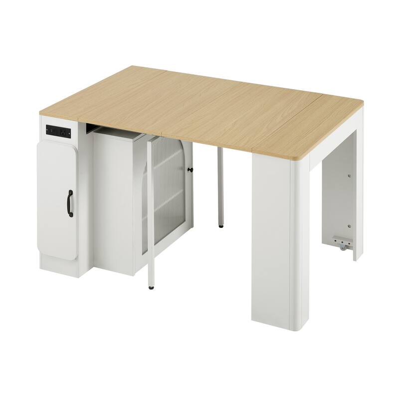 Modern Extendable Dining Table with Rolling Wheels and Integrated Power Outlet for Versatile Spaces