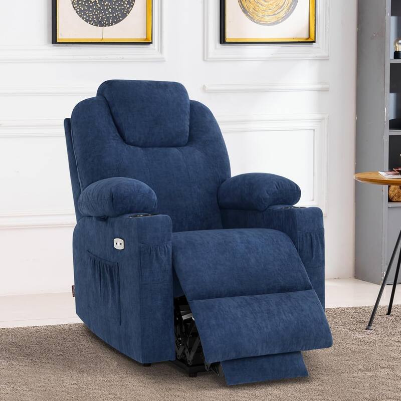 MCombo Small Power Lift Recliner Chair Sofa with Massage and Heat, 3 Positions and USB Ports Extended Footrest, Fabric 7141