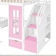 preview thumbnail 9 of 16, Twin Over Twin Bunk Bed with Changeable Table Desk with 2 Drawers, Pink