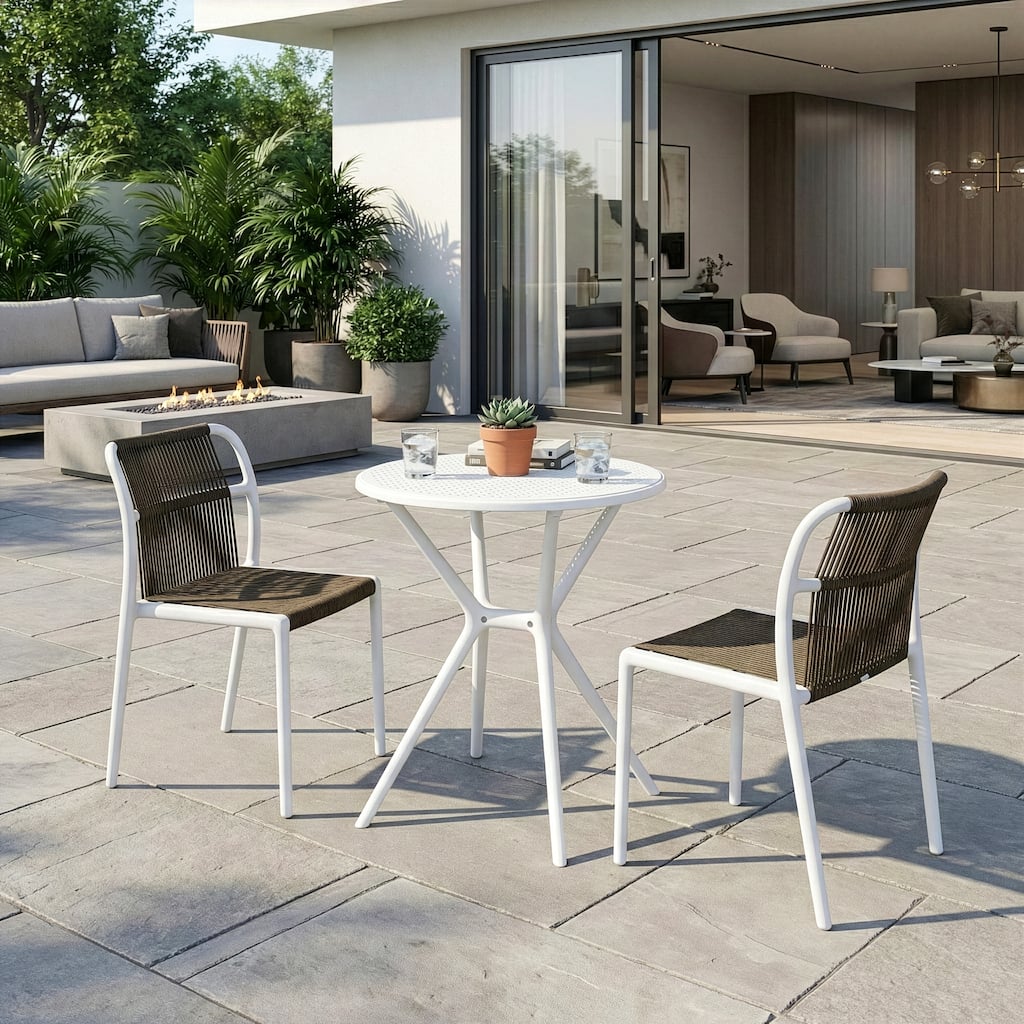 Belden Bates Brown White Outdoor Dining 2 Seats Set