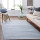 preview thumbnail 1 of 12, Fayla Handmade Solid Striped Viscose Area Rug Denim - 5' x 7' 6"