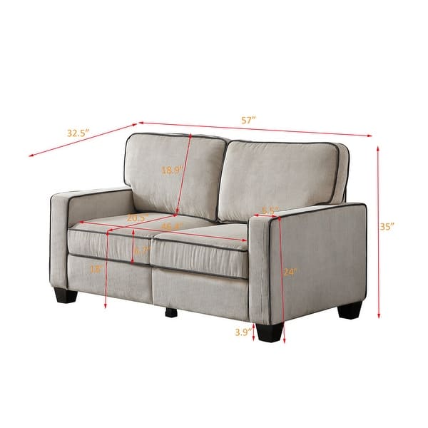Corduroy Upholstered Loveseat Sofa Living Room Sofa with High Seat ...