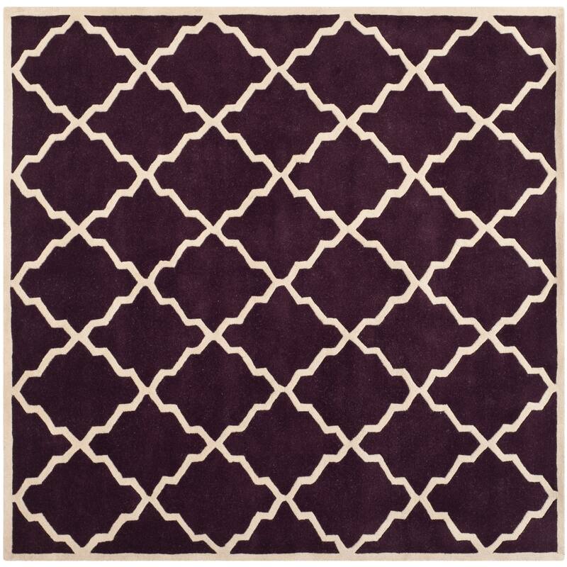 SAFAVIEH Handmade Chatham Nhuong Modern Moroccan Wool Rug - 7' Square - Dark Purple