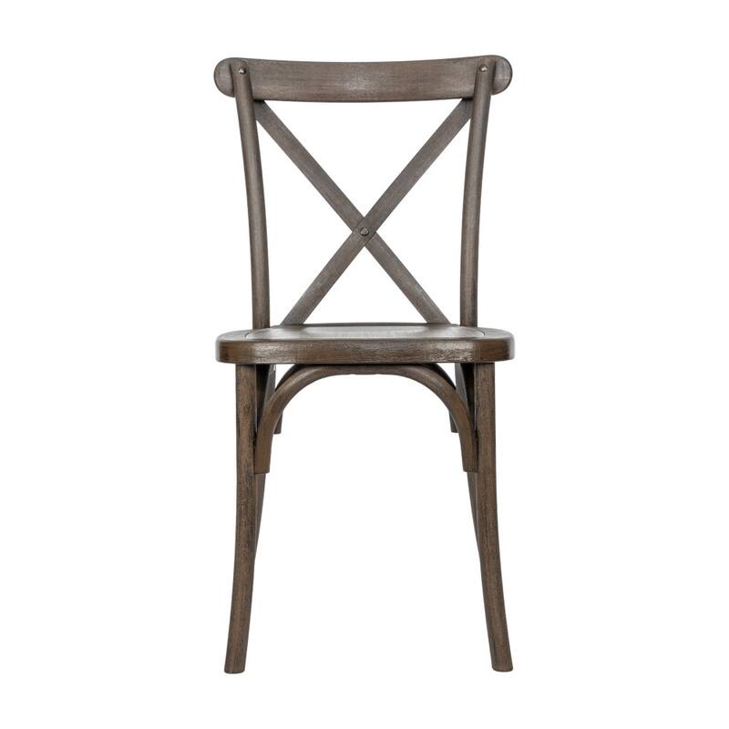 2PK Indoor/Outdoor Commercial Grade Wood Look Resin Cross Back Chair - 19.25"W x 19.75"D x 35.25"H