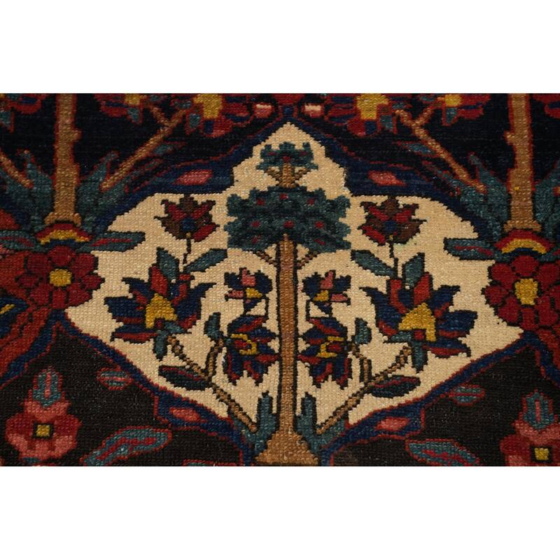 Hand Knotted Oriental 100% Wool Carpet Traditional Floral Navy Blue & Blues Bakhtiari Runner Rug - 10' 2'' X 3' 5''