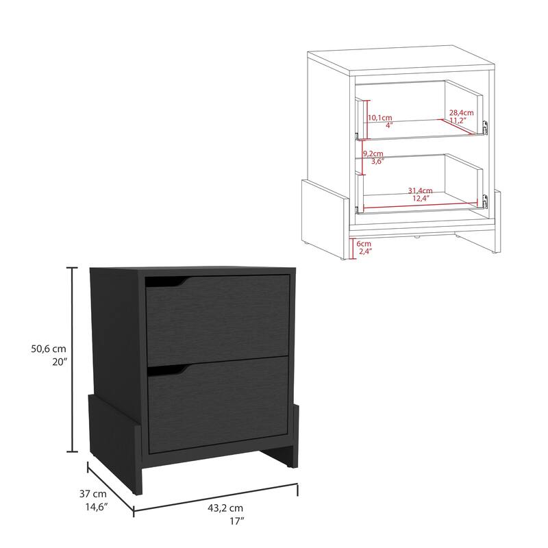 Nightstand with 2 Spacious Drawers, Sleek Design, Durable Manufactured Wood, Compact Size