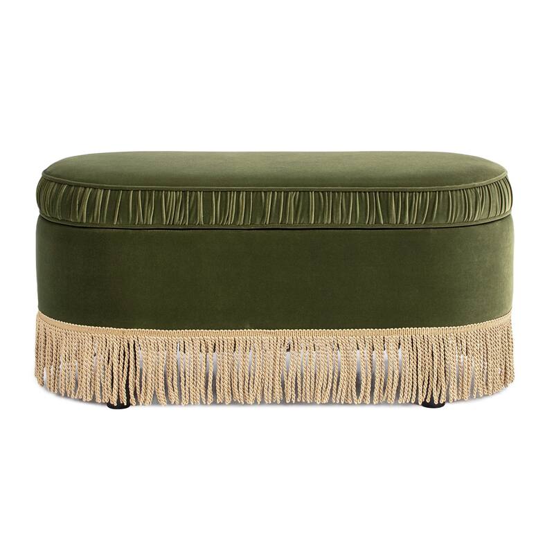 Serena 38" Ruched Oval Storage Bench Ottoman