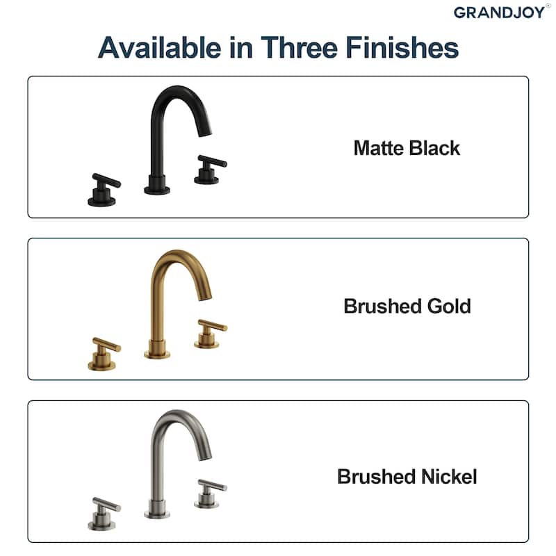 GRANDJOY 8" Mid Arc Widespread 2-Handle Bathroom Faucet