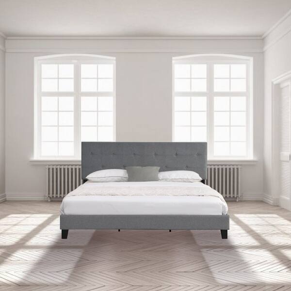 Modern Style bed base Grey bed platform Fabric Bed Bath & Beyond