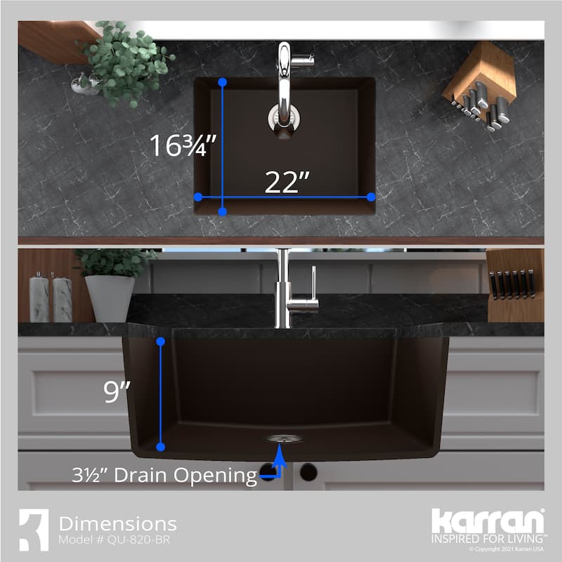 Karran Undermount 24.38 in Single Bowl Quartz Kitchen Sink Kit