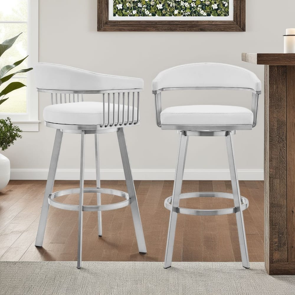 Chelsea Modern Swivel Bar Stool, Upholstered Counter Height Chair with Metal Frame